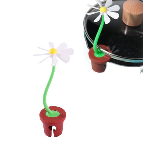 SYFUNLV Elevador de tapa a prueba de fugas, soporte para tapa de olla a prueba de fugas, 2,5 x 13,5 cm, soporte para tapa de olla de margaritas, soporte para tapa de olla, que protege la olla de la