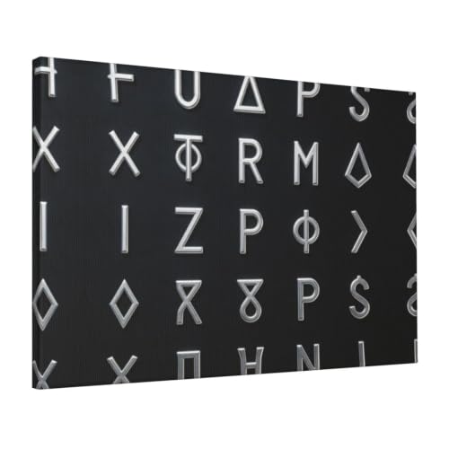 Toile murale moderne rune encadrée avec finitions premium CNTDBU