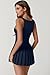 QINSEN Athletic Dress for Women Square Neck Sleeveless Pleated Tennis Dress for Yoga Golf Exercise Navy L
