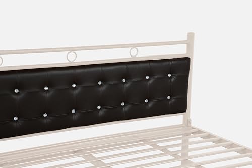 Image of Zuno Metal King Size Bed Without Storage | Wrought Iron Double Bed with Headboard & Footboard | Sturdy Powder Coated Platform Bed King Size Cot for BedroomLivingRoom Ivory (75x72)
