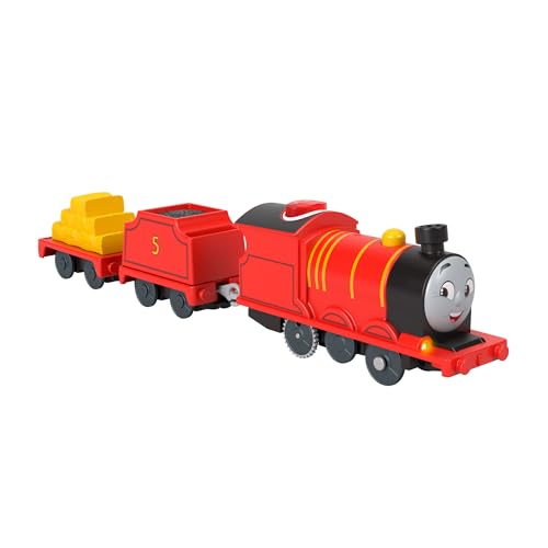 Thomas & Friends Motorized Toy Train Talking James Battery-Powered Engine with Sounds & Phrases for Preschool Kids 3+ Years, UK English Version, HWY30