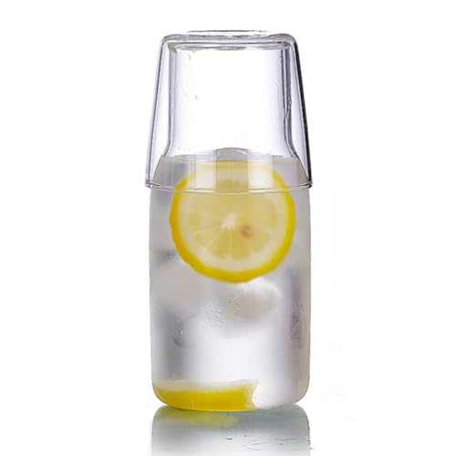 500ml/17oz Bedside Water Carafe Set with Tumbler Glass Set for Bedroom Nightstand, Clear Glass Water...