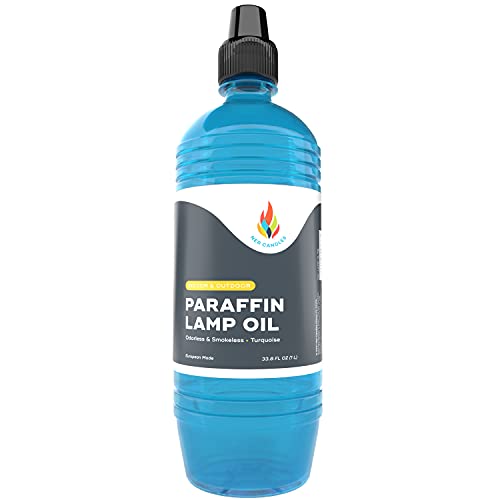 Liquid Paraffin Lamp Oil - 1 Liter - Smokeless, Odorless, Ultra Clean Burning Fuel For Indoor And Outdoor Use (Turquoise) #TOP12