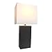 Elegant Designs LT1025-BLK Modern Leather Table Lamp with White Fabric Shade, Black