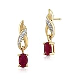 Gemondo Rubino Orecchini A Goccia, 9kt Oro Giallo 0.57ct Rubino & Diamante Ovale Classico Orecchini A Goccia