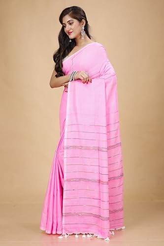 Image of Women's Traditional Bengal Handloom Soft Cotton Khesh Saree