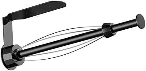 HUFEEOH Adhesive Paper Towel Holder Under Cabinet, Single Hand Operable Kitchen Paper Towel Holder Wall Mount, Stainless Steel Paper Towel Holder Under Counter with Damping Function – Black