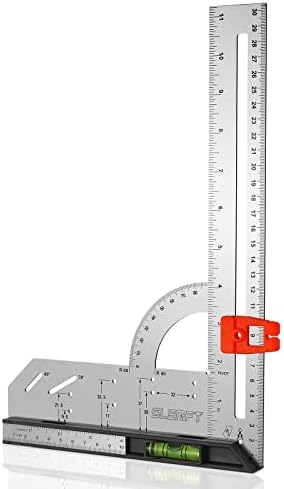 12-Inch Carpenter Square-with Bubble Level/Removable Base,Rafter Square for Angle/Measuring Marks and Drawing,Woodworking Tools Rafter Square Set.
