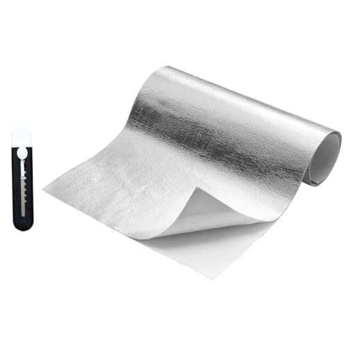 Laitejituan Placa de Aluminio de Protección 60 x 300 cm Protector Térmico Aluminizado con Adhesivo Barrera Termica Lámina de Fibra de Vidrio Aluminizada Reflectante de Aislamiento