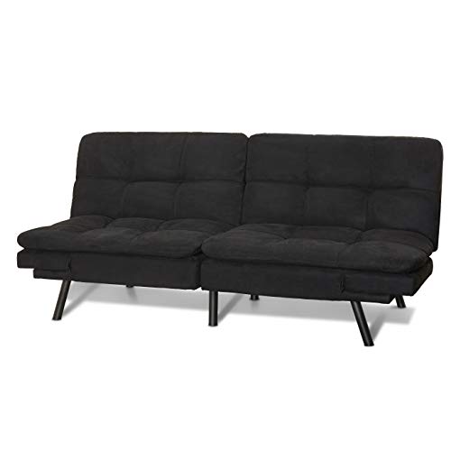 Mainstay' Memory Foam Convertble Futon (Black Suede, Full)