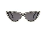 Freckles Mark Bedazzled Rhinestone Bling sunglasses for Women Sparkly Diamond Glasses Vintage Retro Cat Eye (Black)