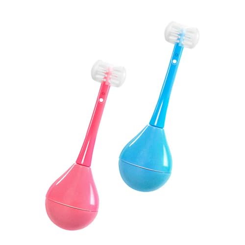 Vaguelly 2Piezas Manual Toothbrush Soft Bristle Cleaning Tools For Children Adorable Cartoon Design Colors For Oral