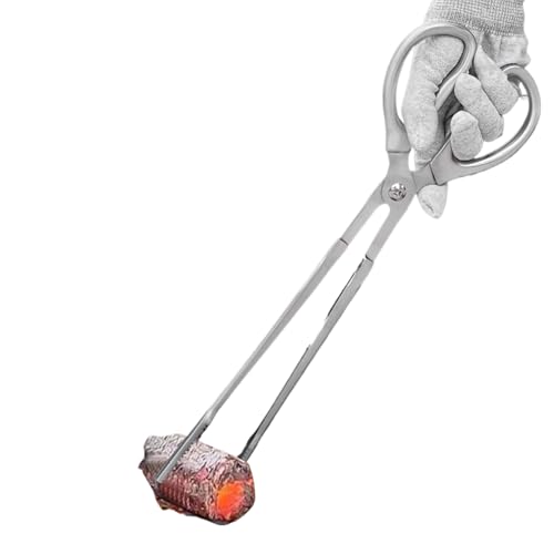 Fire Log Grabber, Stainless Steel Firewood Tongs, Comfortable Grip Fireplace Tool, Lightweight Firewood Picker for Camping, Barbecue, Picnic, 15.16x3.78 Inches