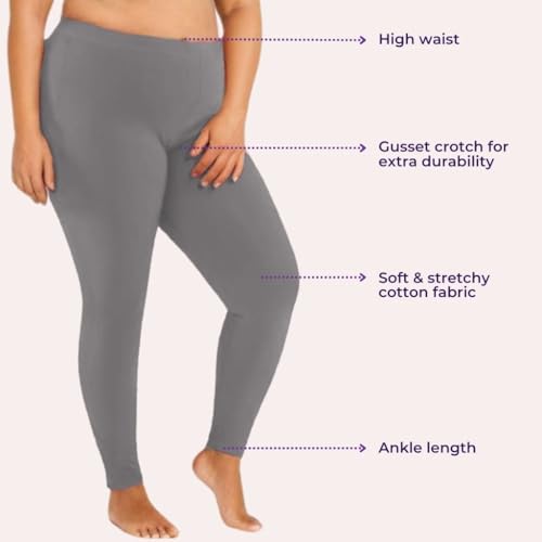 Image of Adira | Plus Size Leggings for Women | Plus Size Leggings for Women | High Waist | Ankle Length | Soft Cotton & Elastane Blend | Non-See-Through | Gusset Crotch Prevents Ripping