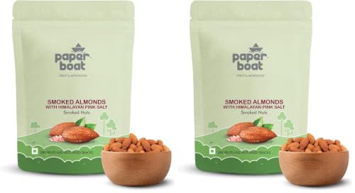Image of Paper Boat Premium Smoked and Roasted Almonds with Himalayan Pink Salt, Healthy Dry Fruit Snack, Pouch (200g) (Pack of 2)