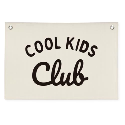 Image of Playroom Wall Decor Cool Kids Club, Kids Playroom Decor, Linen Banner Wall Hanging Banner Flag, Classroom Decorations, Baby Shower Gifts 30x20