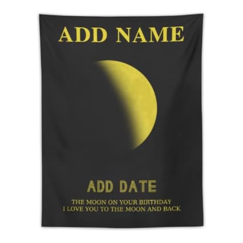 SFJ-CA Wall Hanging Moon Photo Custom Tapestry, Personalized Moon Photo Text to Home Dorm Party Living Room, Bedroom, Backdrop Decor, 30x40 Inch Cover