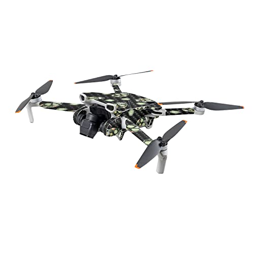 Image of MightySkins Carbon Fiber Skin Compatible with DJI Mini 3 - Nighttime Skulls | Protective, Durable Textured Carbon Fiber Finish | Easy to Apply