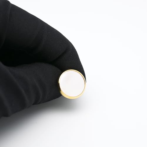 Silver / 14K Gold Plated Natural Mother of Pearl Cufflinks for Men Women Classic Round Men's Cufflinks Jewelry for Wedding Party Anniversary Business Tuxedo Dress4