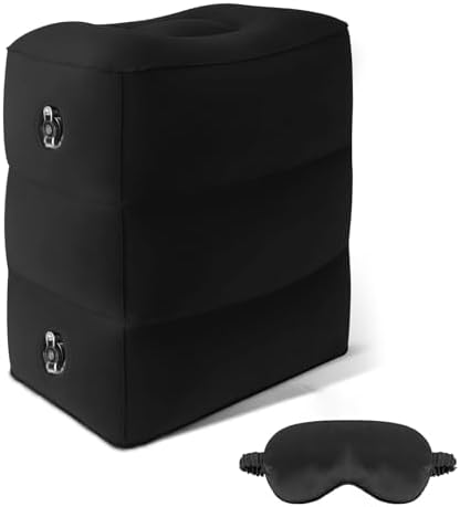 Airplane Foot Rest for Long Flight - Inflatable Foot Rest for Under Desk,Kids Car Foot Rest Bed,Portable 3-Height Foot Cushion,Lightweight Travel Leg Rest for Airplanes,Trains,Office & Home