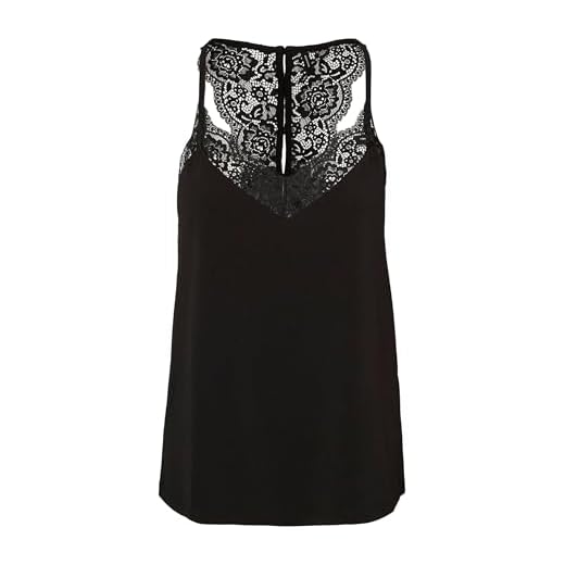 VERO MODA Damen Vmana S/L Lace Top Noos Tr gershirt Cami Shirt, Schwarz, S EU