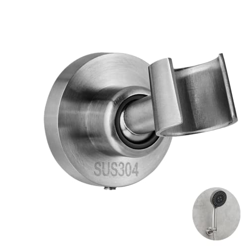 Meiyijia - Suporte para cabeça de chuveiro em aço inoxidável, ajustável resistente à água suporte para alcachofra de chuveiro de parede para casa de banho (instalação de cola/broca)
