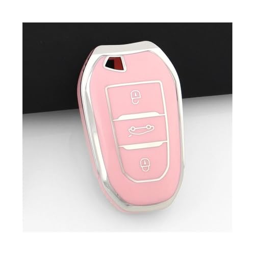 Housse porte-clés TPU souple Rose avec boutons apparents pour clé C4 DS5