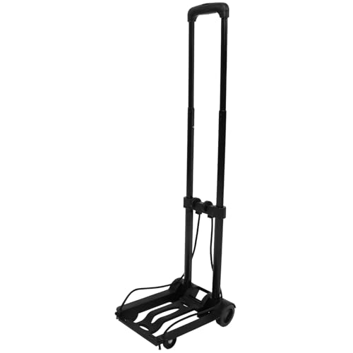TEHAUX Lightweight Folding Hand Truck with Extendable Handle and Adjustable Elastic Cord Portable Foldable Shopping Cart Trolley for Moving Luggage and Travel Storage