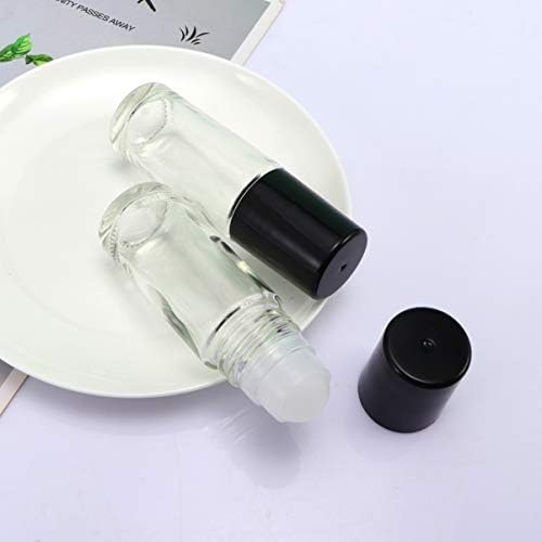 Healifty 30ml Roller Bottles 4pcs Clear Glass Roller Roll on Bottles Refillable Essential Oil Perfume Roller Ball Bottles Container Vial for Travel