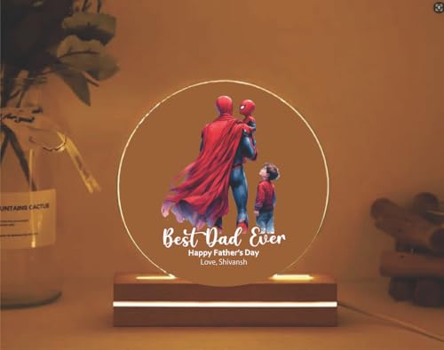 THE GRANDEUR Personalized Fathers Day LED Night Lamp, Mobile App Controlled, Multi-Colour, 20 x 15 cm, Superhero Theme, Design 10