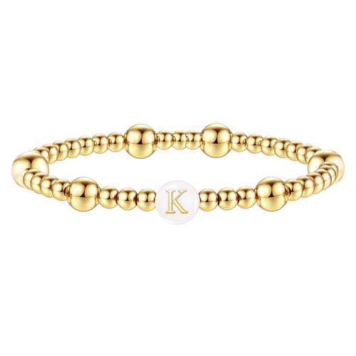 Sistble Enewton Bracelets for Women Teen Initial Bracelet Bracelets Letter K Bead Stretch Link Bracelet Jewelry Birthday Gift