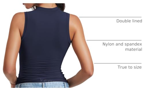 Image of YEOREO Ease Workout Crop Top | Camisole, Basic, Mock Neck, Sleeveless, Double Lined, Tank, Tee, Slim, Fitted, Ruched, Going Out
