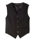Calvin Klein Boys' Formal Suit Vest, Tailored Fit & Adjustable Back Strap, 4-button Single Breasted Closure & 2 Slit Pockets, Black, 18-20