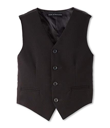 Calvin Klein Boys' Formal Suit Vest, Tailored Fit & Adjustable Back Strap, 4-button Single Breasted Closure & 2 Slit Pockets, Black, 8