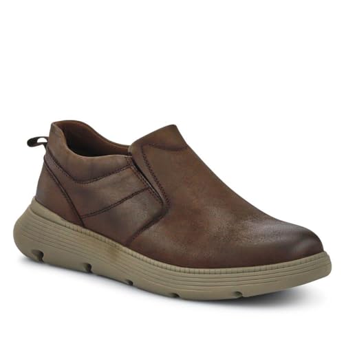 Casual Leather Slip-On Shoes - Brown Size 8