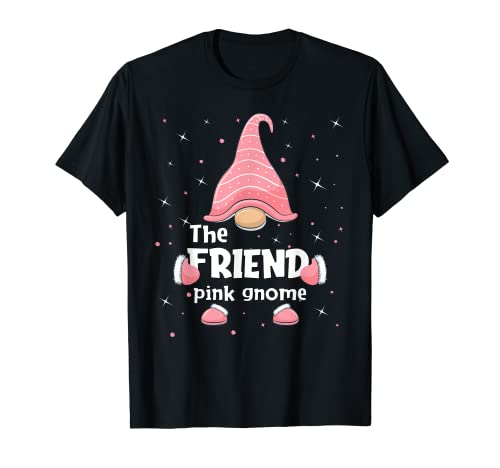 Friend Pink Gnome Family Matching Christmas Funny Pajama Camiseta