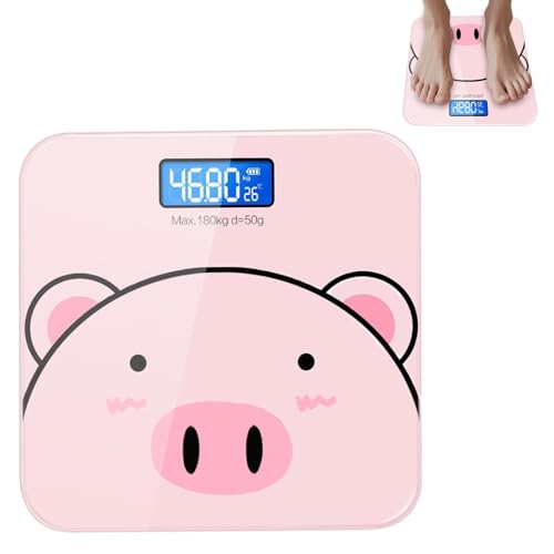 Báscula de baño digital, básculas de peso corporal - Balanza de baño inteligente Balance de peso preciso - Báscula corporal de carga USB de dibujos animados, balanza automática para
