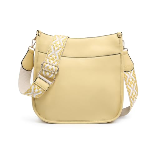 Image of JEN & CO. Crossbody Bags for Women Trendy Vegan Leather Hobo Purses Shoulder Handbags with Wide Adjustable Guitar Strap