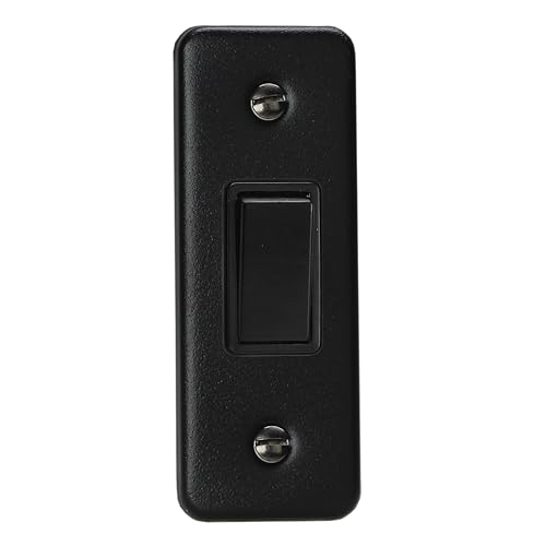 Image of Varilight Single Rocker Light Switch 2-Way - Architrave Matt Black With Black Rocker, XYA1B.MB