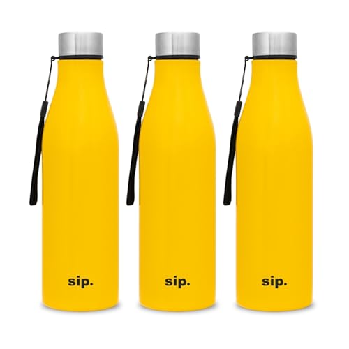 Image of Clay Craft VACBOTT Bingo Single Walled Non Insulated Water Bottle-1200ML, 3-Piece(Yellow) Leak Proof | Easy Grip |Easy To Carry| Gym Bottle | Home | Kitchen | Hiking | Treking Bottle | Travel Bottle