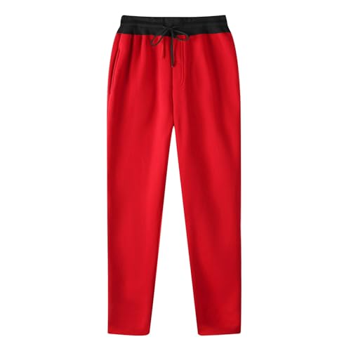 Mens Pajama Pants Fleece Casual Drawstring Sleep Pants Color Block Pj Bottoms Sweatpants with Pockets