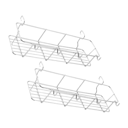 HANABASS 2Pcs Stainless Steel Barbecue Grill Side Basket Outdoor Spice Rack for Compact and Durable Organizer Holder for Grilling Tools for Picnic and Camping