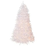 National Tree 7.5 Foot White Dunhill Fir Christmas Tree, Hinged with 750 Clear Lights (DUWH-75LO)