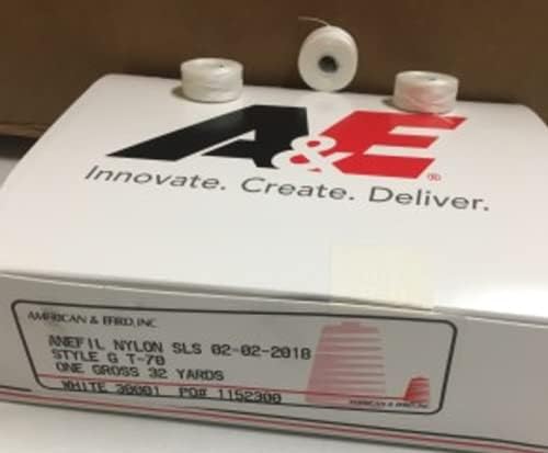 A&E LLC Bobbins Style "G" Black/White - 69 Nylon Tex 70 - Made in THE U.S.A (144 Pcs/Box, White)