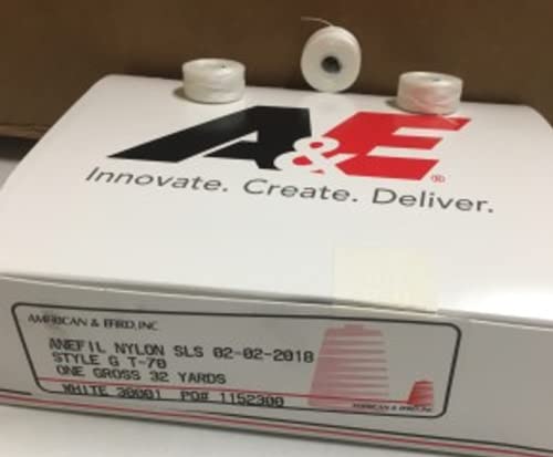 A&E LLC Bobbins Style "G" Black/White - 69 Nylon Tex 70 - Made in The U.S.A (144 Pcs/Box, White)