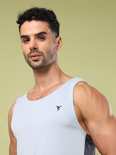 Image of TECHNOSPORT Men's Solid Slim Fit Scoop Neck Sports Innerwear Vest with TECHNOCOOL+ Quick Dry Anti Odour Anti Microbial 2 Way Stretch Soft & Smooth Activewear
