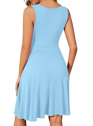 Image of WEACZZY Women's Summer Sleeveless Casual Dresses V-Neck Wrap Floral Holiday Tank Dress Flowy Beach Sundress with Pockets