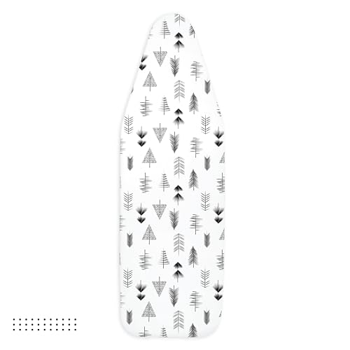 Image of Encasa XO Ironing Board Cover with 3mm Thick Felt Pad for Steam Press (Fits Standard Medium Boards of 112x34 cm) Heat Reflective, Scorch & Stain Resistant, Printed - Black Arrow