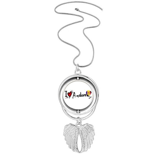 Pendentif I Love Word collier rotatif ailes d'ange et bijoux drapeau heart