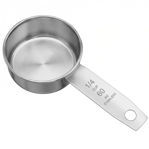 Vaso medidor de acero inoxidable 1/4 taza 60 ml miniatura 1